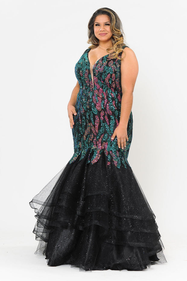 Plus Size Tiered Sequin Mermaid Dress ...